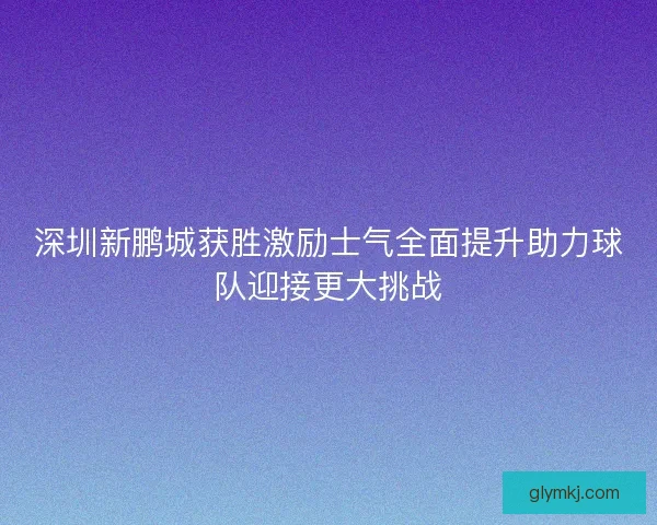 深圳新鹏城获胜激励士气全面提升助力球队迎接更大挑战