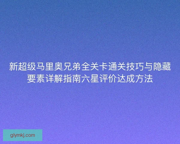 新超级马里奥兄弟全关卡通关技巧与隐藏要素详解指南六星评价达成方法
