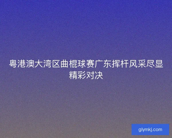 粤港澳大湾区曲棍球赛广东挥杆风采尽显精彩对决